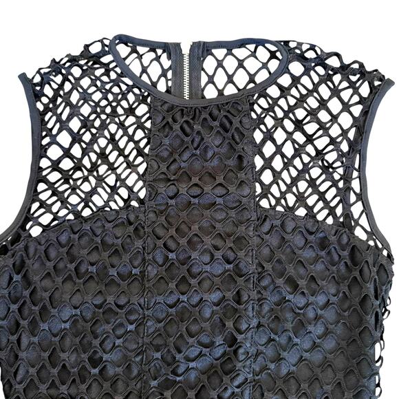 Call Me Eden Black Mesh Overlay Midi Dress Womens Size Small Office Siren - Picture 7 of 10
